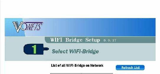 wifi bridge, it will display a list of the wifi bridges it has found. > This information is displayed in two columns.