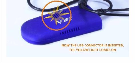 The yellow/orange light This lights up when the wifi bridge is receiving power.