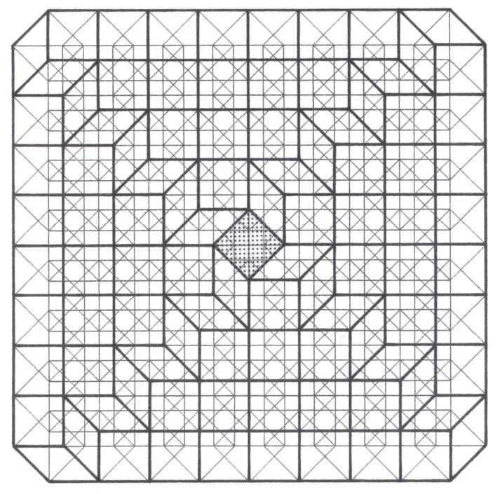 On the other hand, the projection onto 2-space of a 4-polycube can be composed of overlapping two kinds of rhombi including squares which are arranged in the shape of a