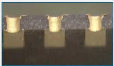 Leadless chip carrier castellations For the most demanding applications, where cost is not a major constraint, a threelayer construction is used with a flat gold plated lid sealed
