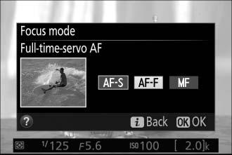 Focusing in Live View Follow the steps below to choose focus and AF-area modes and position the focus point.