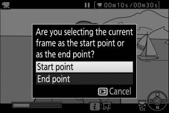 4 Choose the current frame as the new start or end point. To create a copy that begins from the current frame, highlight Start point and press J.