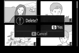 Deleting Photographs Unprotected photographs can be deleted as described below. Once deleted, photographs can not be recovered. Full-Frame, Thumbnail, and Calendar Playback 1 Select an image.