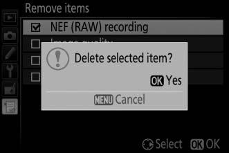 Selected items are indicated by a check mark. 3 Delete the selected items. Press J.
