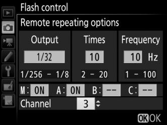 If Optical AWL is selected for Flash control > Wireless flash options in the photo shooting menu (0 292), choose a channel for the master flash.