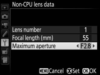3 Enter the focal length and aperture.