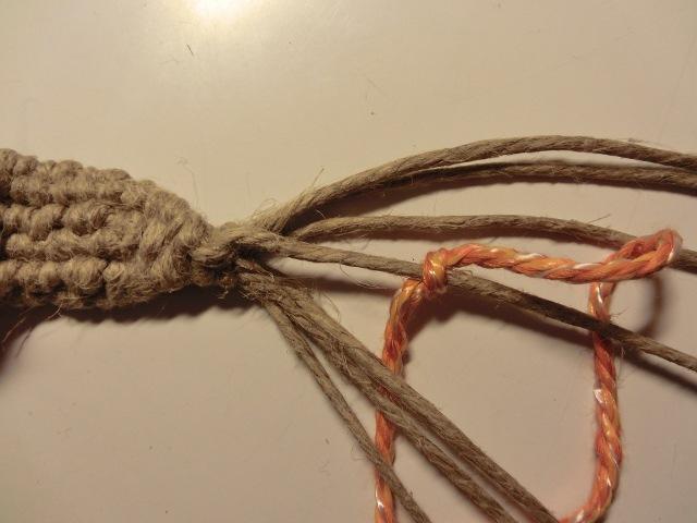 If necessary continue making overhand knots