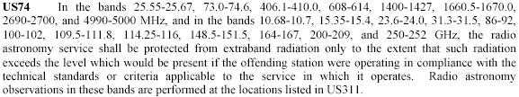 US74 FCC has considered cell phones on planes 2 nd harmonic in protected OH band @ 1665 300