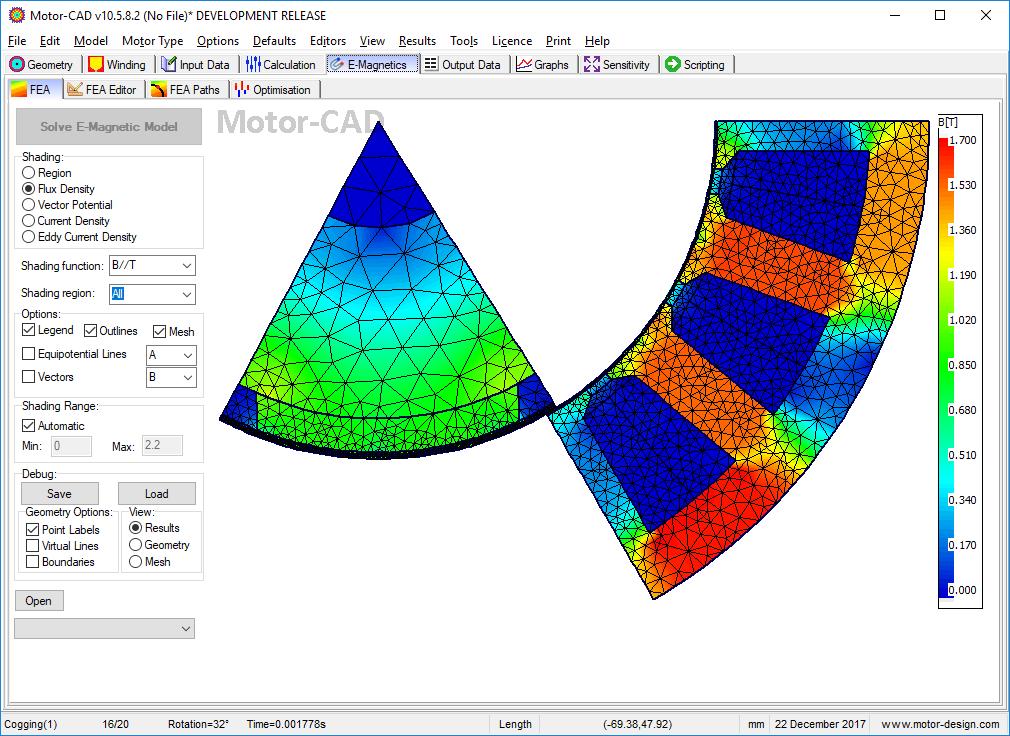 The Motor-CAD electromagnetic module uses finite element analysis to calculate the electromagnetic performance.