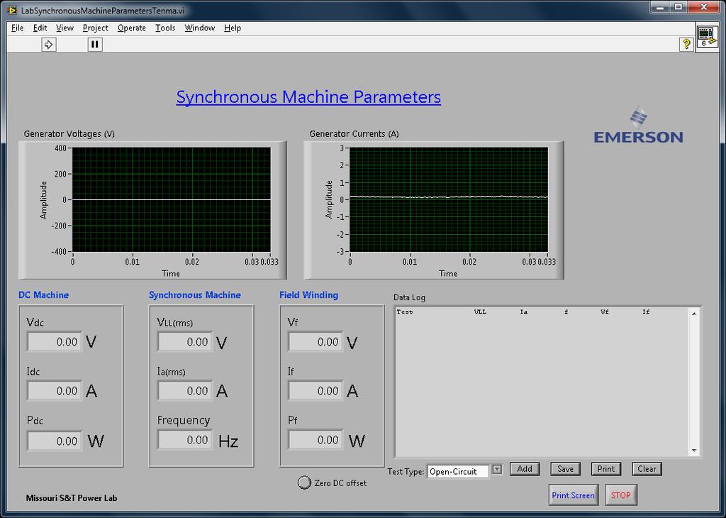 Synchronous Mchine Prmeter Mesurement 4 Lbortory Softwre Figure 3 shows screen-shot of the lbortory softwre used in this experiment, LbSynchronousMchinePrmetersTenm.