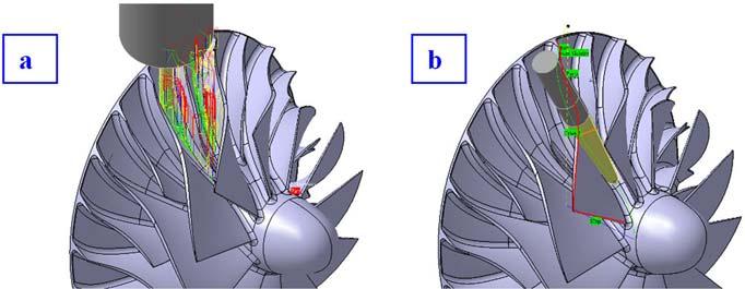 Figure 8: Testing toolpath creation (a roughing, b finishing) Figure 9: Finished blade (a after machining, b during the measurement) 4 Conclusion This paper has summarized my findings from designing