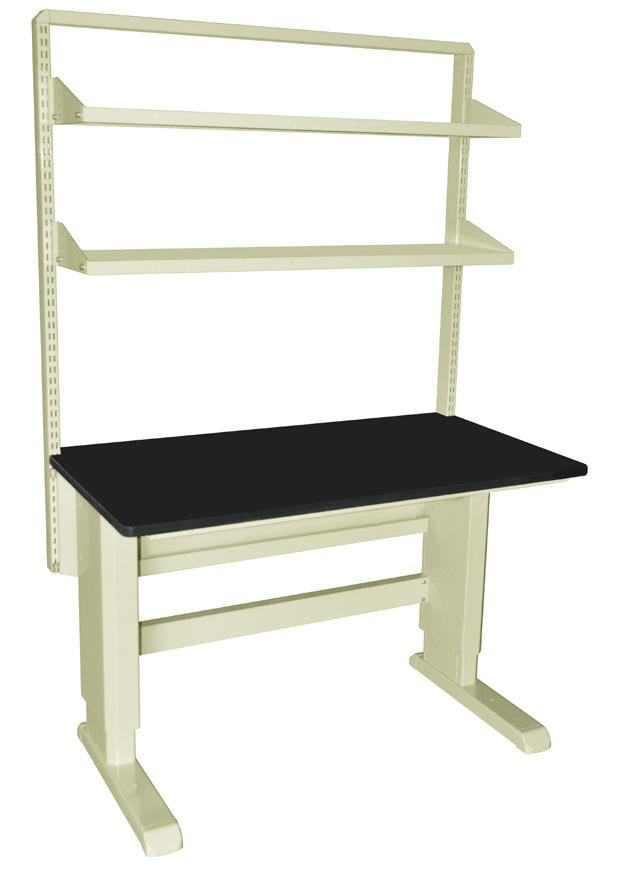 11.81 D Steel Shelf with mounting brackets, can be positioned along the height of the upright. *Depth with uprights attached are 32.625 for 30 D tables and 38.