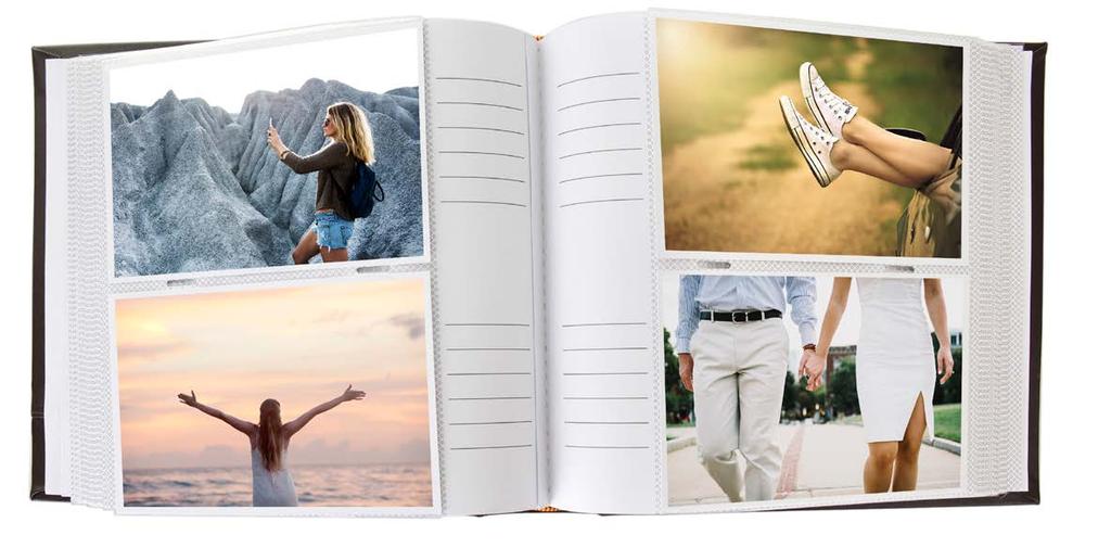 This memo format album has slip-in pockets for 200 photographs with a discreet writing area next to each photo.