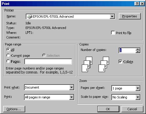 Tipărirea documentelor 1. Tipărirea rapidă Imprimanta trebuie să fie instalată şi selectată.