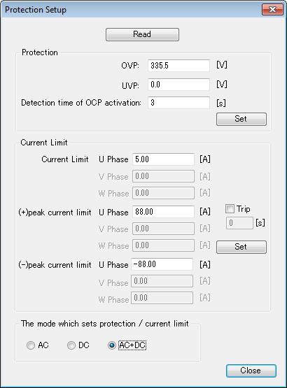 Setting Protection Functions Setting the PCR-LE current limits 1 On the Sequence menu, click Protection Setup. The Protection Setup dialog box appears.