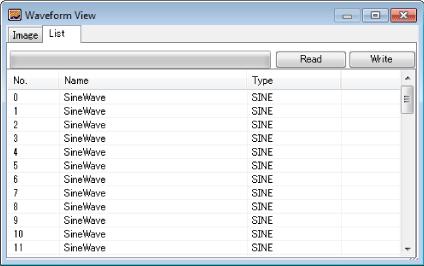 Waveform image Specify the wave number of an arbitrary waveform from the list of waveform banks and the phase (for single-phase, three-wire and for three-phase) to display an image of the waveform.