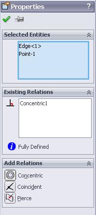 Adding a concentric relation To ensure that the shutter remains in the centre, a relation