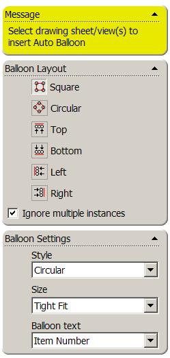Balloon Referencing Balloons may be created in a drawing document. The Balloons label the parts in the assembly and relate them to item numbers on the Bill of Materials (BOM).