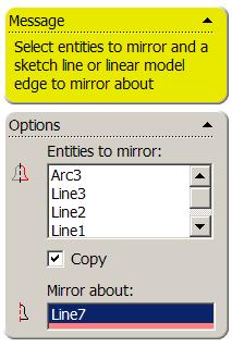 Mirror Mirror the fully defined sketch across the centre line using Mirror from the Sketch Toolbar.