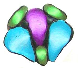 7) Using the green blend, shape pieces to fit on each side of the purple wedge.