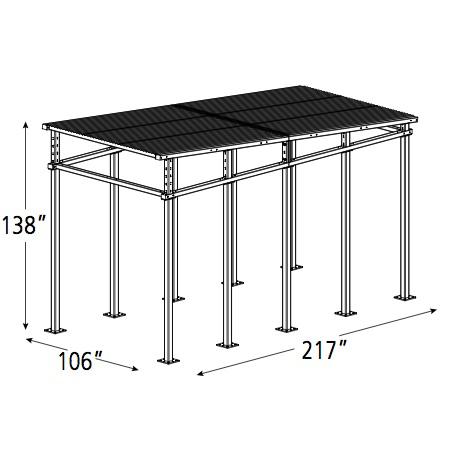 Submittal Sheet CAPACITY See diagrams below and to the left MATERIALS Uprights: 4 x 3/16 square tube Feet: 1/2 plate Roof Truss: 4 x 3 x 3/16 square tube Roof Purlins: 3 x 1/8 square tube Roof