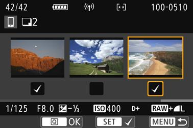 By pressing the <I> button, you can select images from a three-image display.
