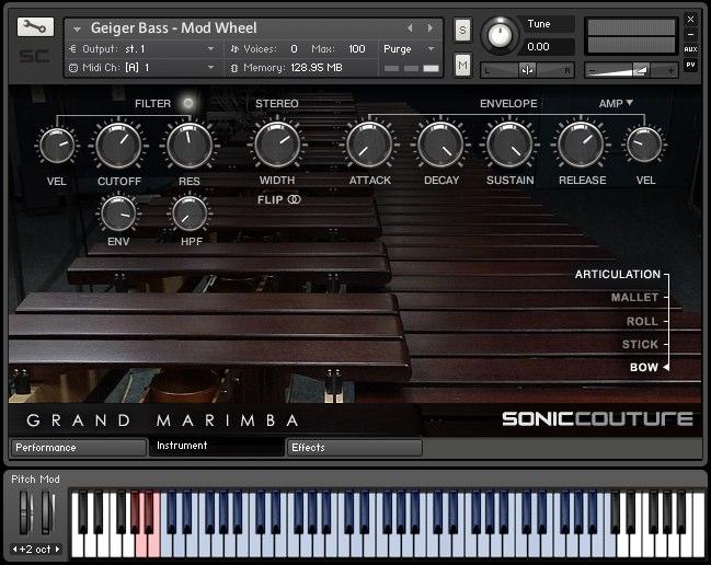 THE KONTAKT INSTRUMENT Note that you can hover your mouse over any control in Grand Marimba to get Info about its function if you have the Kontakt Info pane activated.