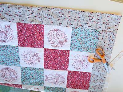 Use curved safety pins for best results Quilt through all the layers, starting in the center and working your way out towards the edges.