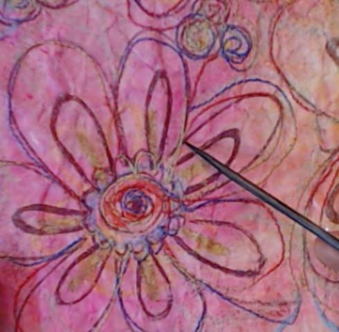 Stitching Ideas I embellished the flower with free-motion stitching and pretty thread.