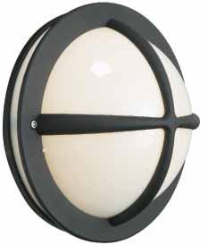 Cast aluminium wall light with clear or opal polycarbonate lens options.