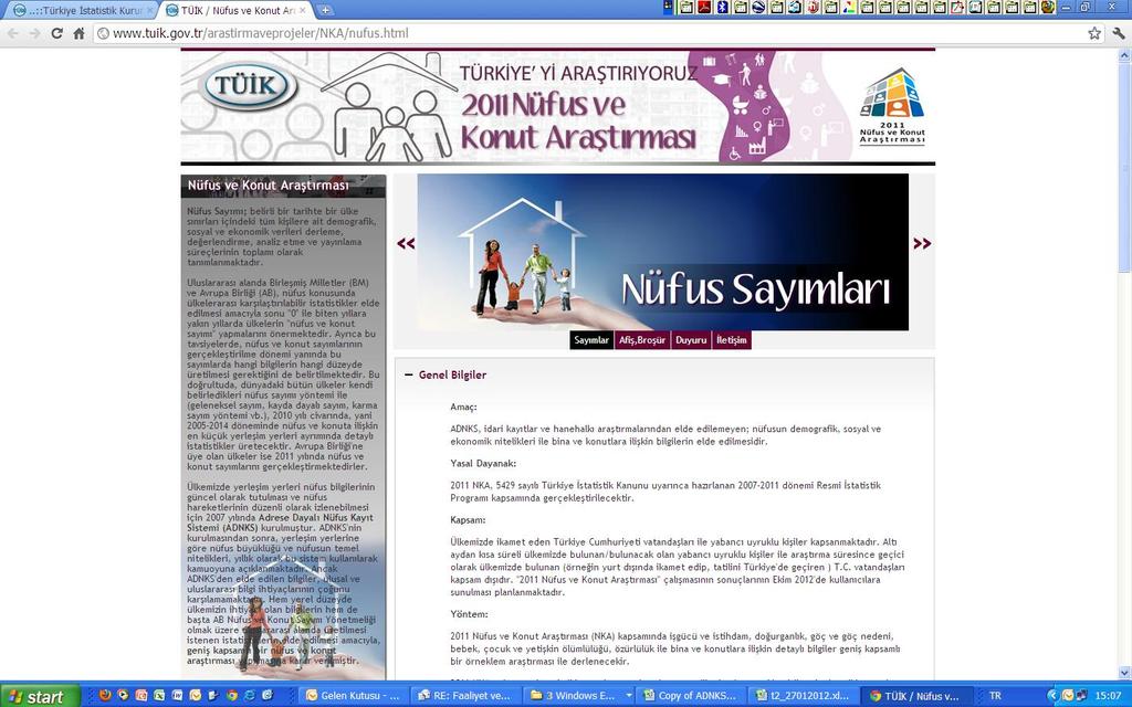 Web page was designed. http://www.tuik.gov.tr/arastirmaveprojeler/nka/nufus.