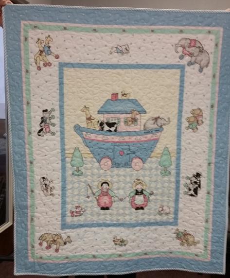 NOAH S ARK Baby Quilt - 34 x 41 Inches Sweet baby quilt featuring Noah s Ark.