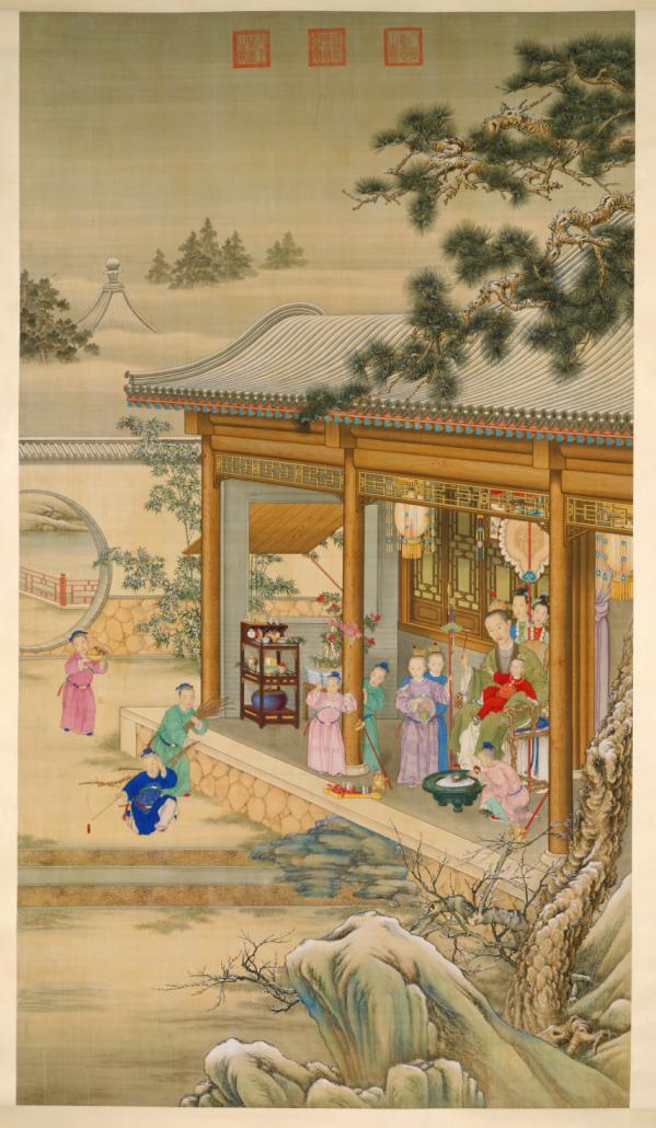 Emperor Qianlong Celebrating the New Year, 1736 38 Lang Shining (Giuseppe Castiglione, Italian, 1688 1766) Qing dynasty, Qianlong period (1736 95) Hanging scroll; ink and color on silk Palace Museum,