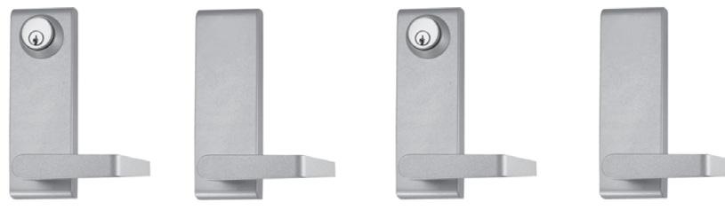 DEVICE OUTSIDE TRIM MODEL 88L AND 88E SERIES ESCUTCHEON LEVERS (SQUARE DESIGN) FEATURES: 1. Non handed, easily installed with exit device. 2.