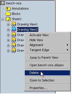 12-38 SolidWorks for Designers Figure 12-46 Selecting the Delete option from the shortcut menu drawing sheet and pressing the DELETE key from the keyboard.