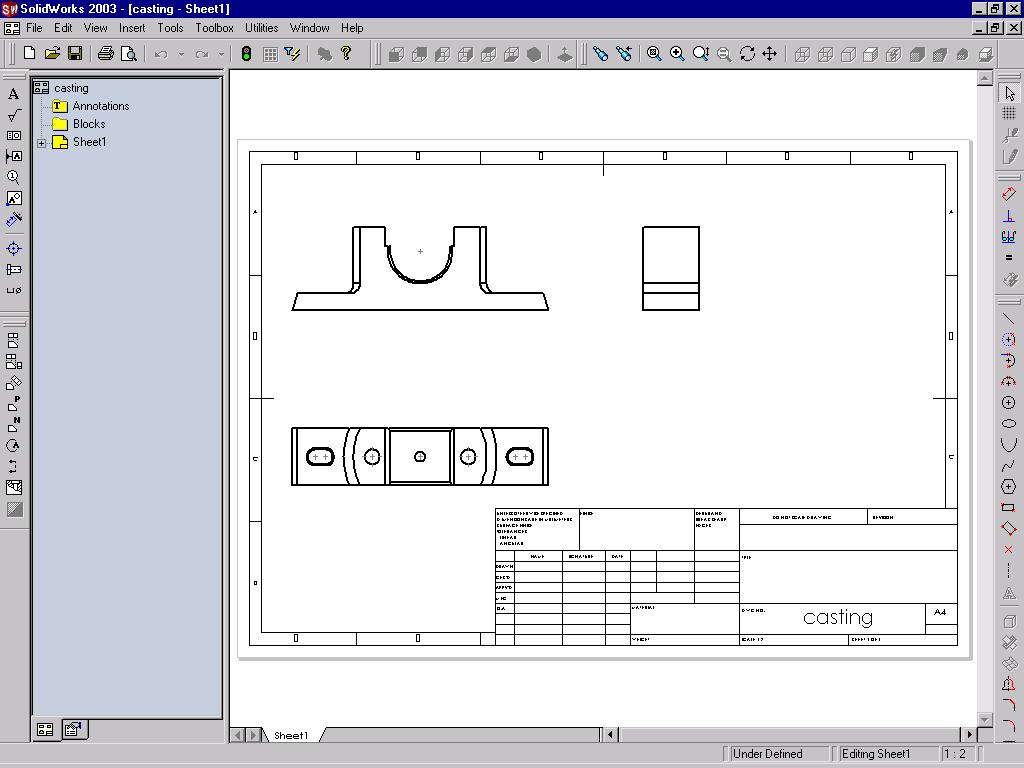 12-8 SolidWorks for Designers Figure 12-5 Three standard views created using the Standard 3 View tool Tip. If the generated view overlaps the title block, you need to move it.