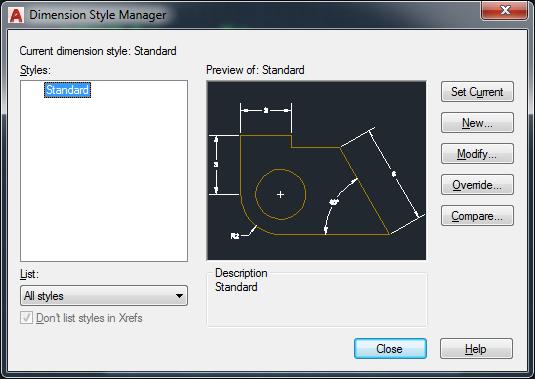 FIGURE 8 PICK MODIFY TO CHANGE STANDARD DIMENSION STYLE 10. Switch to the FIT tab and set the Use Overall Scale of to 2.0. See Figure 3 above, if necessary. 11.