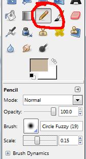 Changing the Color of a Small Section of a Picture Choose the Pencil Tool. Set the scale to a relatively small value, maybe 0.15.