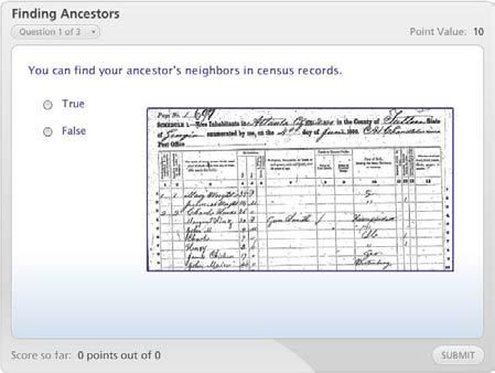 help genealogy researchers. Now, if you're ready for the quiz, go ahead and click Play.