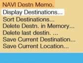 troduction Audio Telephone Navigation Index stination memory Activating the main destination memory menu 1 2 3 4 5 6 7 196 1 Info/status line 2 Activates the destination list, page 197 3 Sorting the