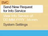 Introduction Audio Telephone Navigation Index System Service settings Requesting and displaying Info Services 2 1 208 2 Shows date and time of the message, a list (page one) of all received messages