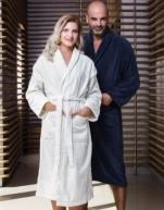 Description: 420 gsm, 100% cotton, Kimono style bath robe, Hanging loop, 3/4 sleeves, Tying belt, Patch pockets, Washable at up to 60 C.