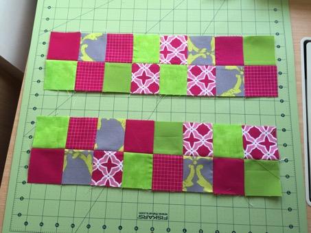 Sew these patchwork panels together, paying attention in the way you