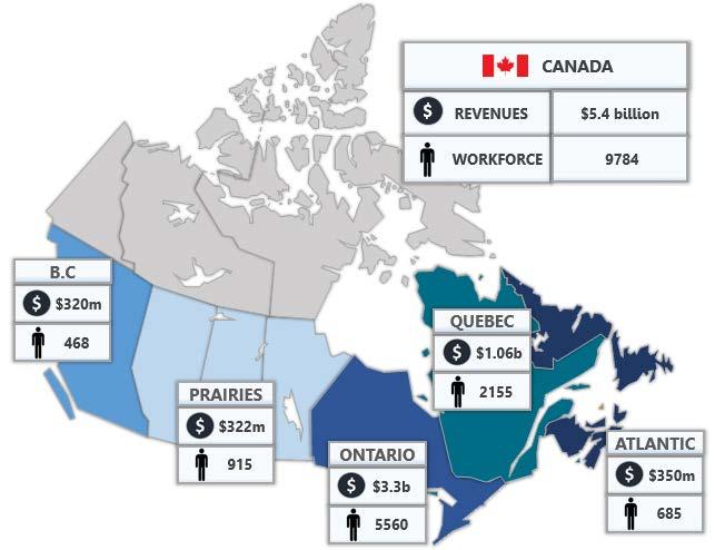 2.2 REGIONAL FOOTPRINT OF THE CANADIAN SPACE SECTOR Figure 16 provides a mapping of the Canadian space sector across Canadian regions.