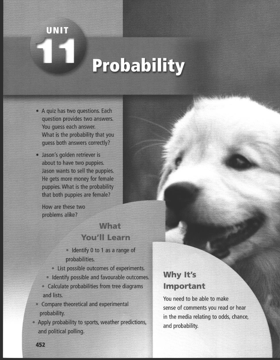 Probability A quiz has two questions Each question provides two answers. You guess each answer What is the probability that you guess both answers eoirectty?
