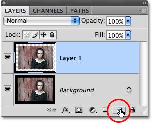 Add a new blank layer by clicking on the New Layer icon in the Layers panel.