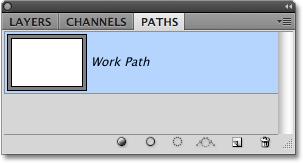 Click on the name tab at the top to switch from the Layers panel to the Paths panel: Switch between panels that are grouped together, like the Layers, Channels and Paths panels, by clicking on their