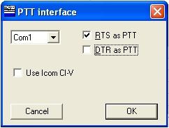 Configuration of the program: PTT settings The check box for Use Icom CI V should only be used IF you have an Icom radio that has a CI V remote control