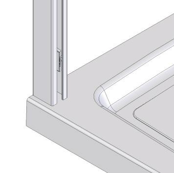 Ensure these seals are fitted up to the vertical edges of glass s and are the correct way round as shown.
