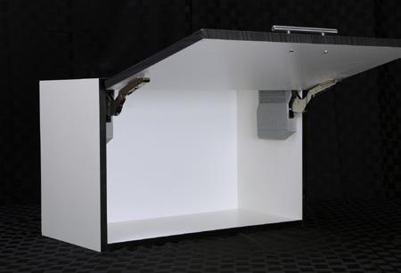 107 Stay lift system Doors swing up and stay out of way Doors stay open at any degree and close